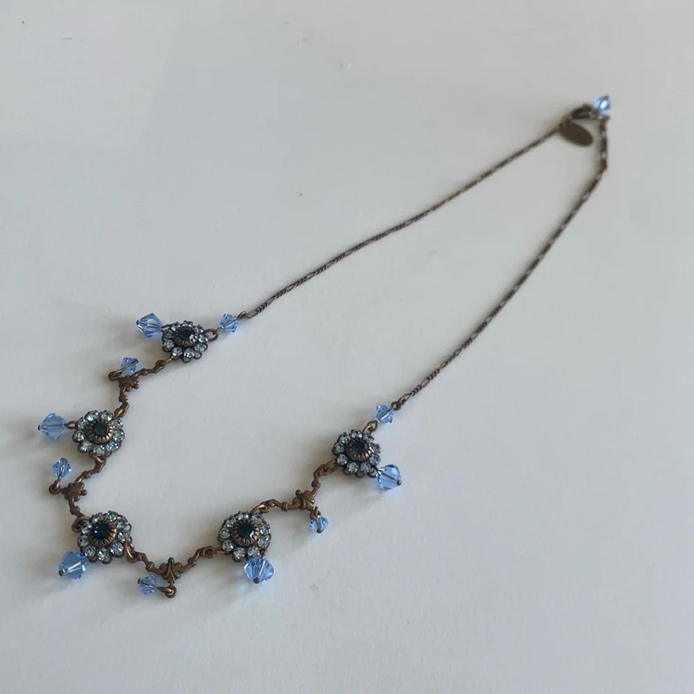 Liz Palacios Blue Crystal Floral Necklace - Picture 8 of 9